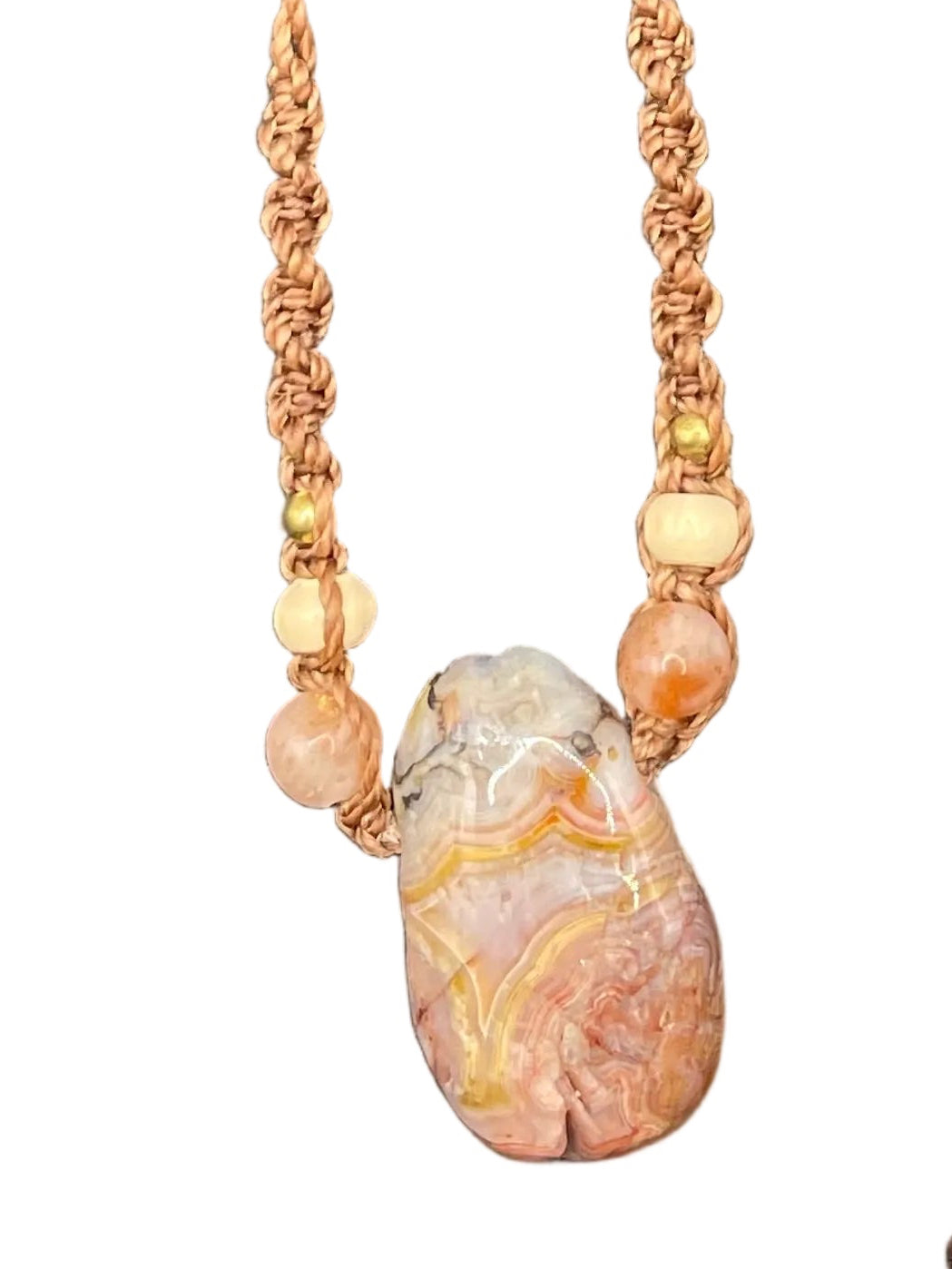 Macrame Necklace - Crazy Lace Agate