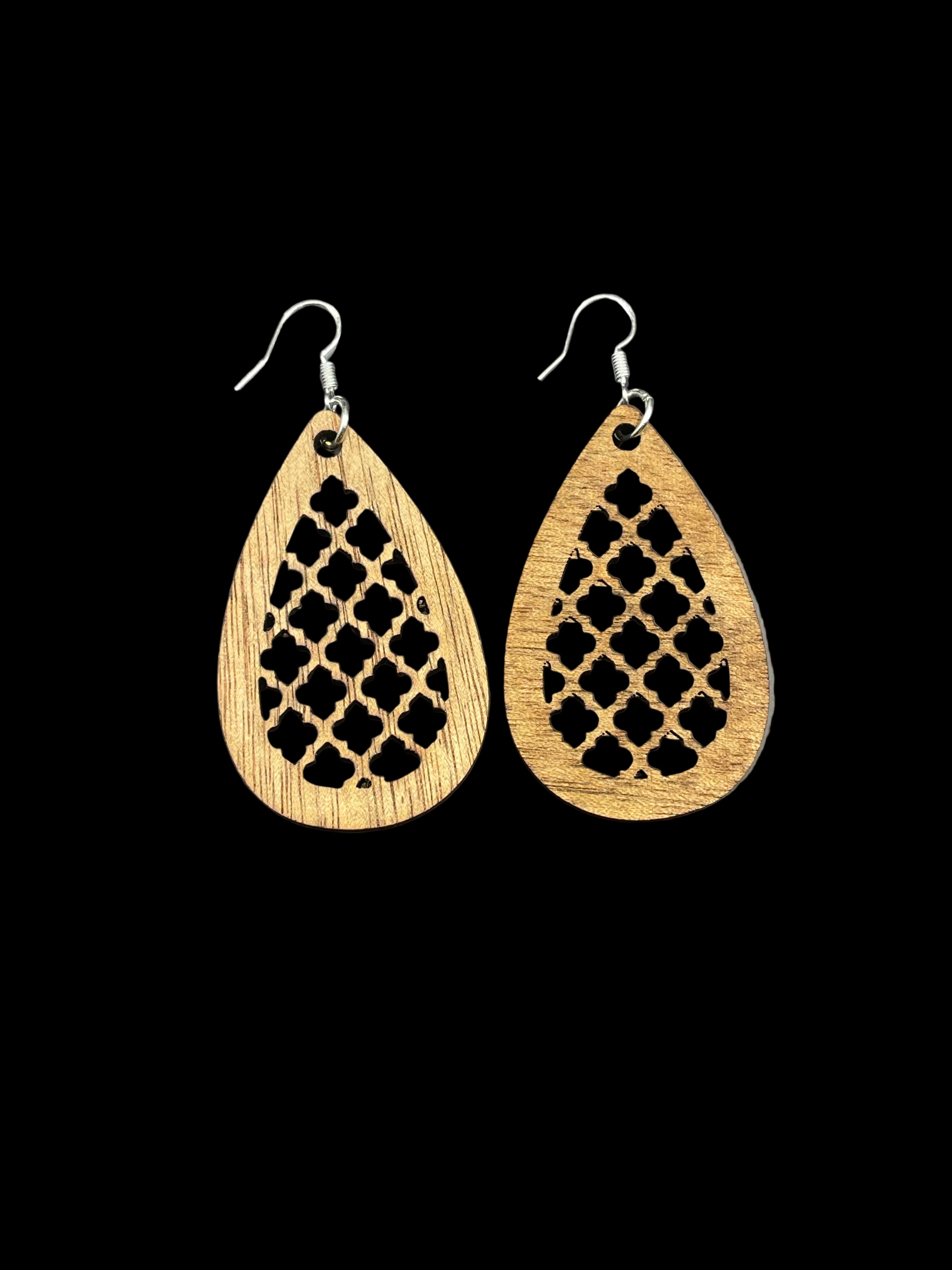 Laser cut earrings - Teardrop lattice