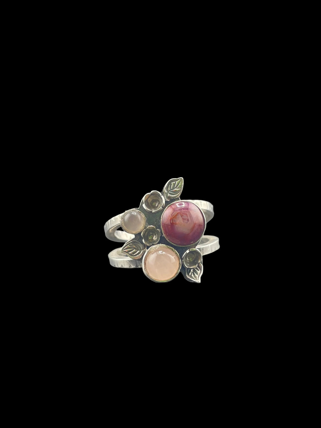 Sterling Silver ring - Ruby & Rose Quartz