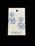 Polymer Clay Earrings - Blue Flowers