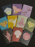 Mixed set of 10 origami greeting cards