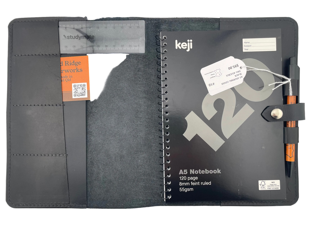 Leather A5 Journal Cover - Black