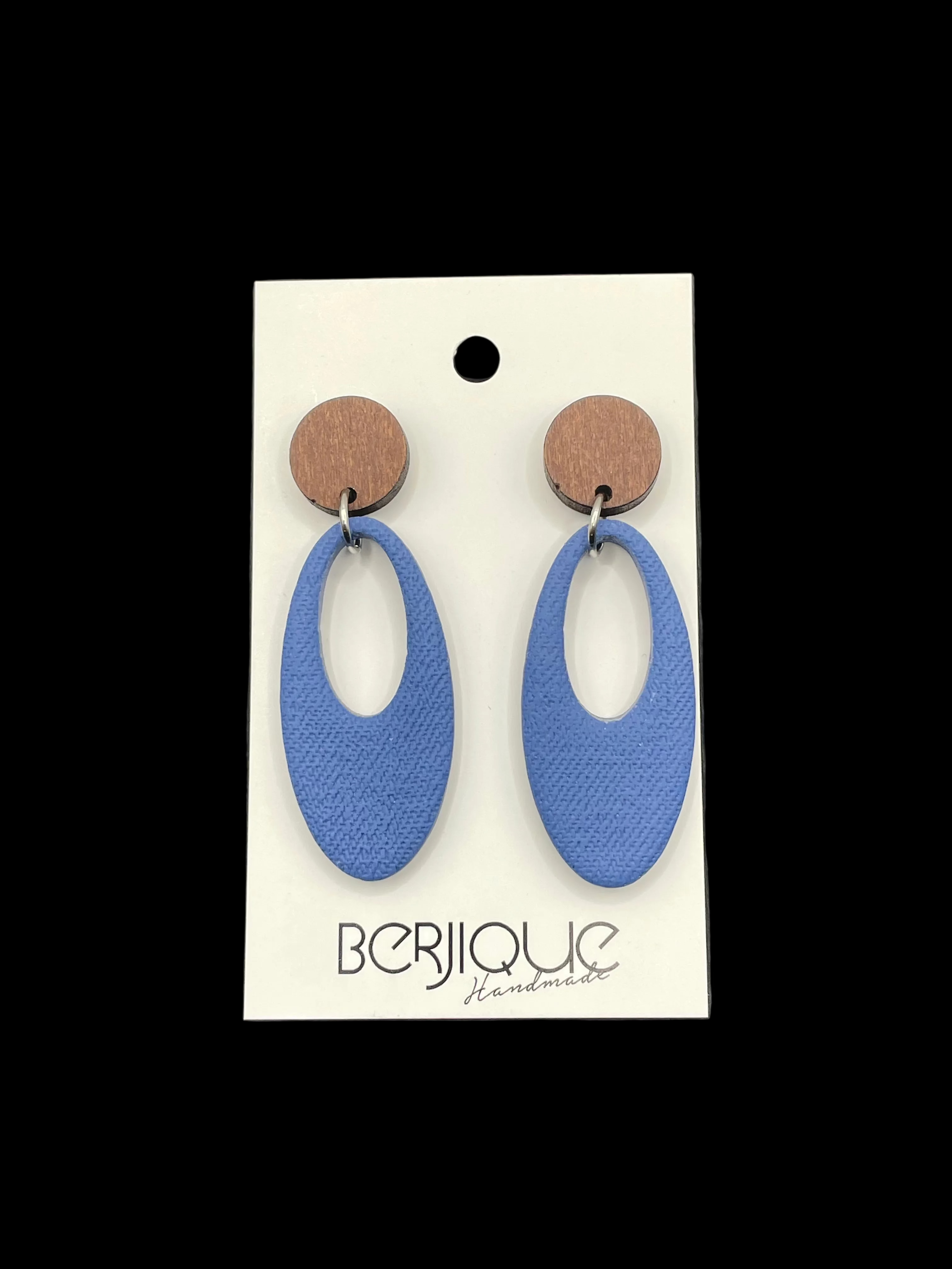 Polymer Clay Earrings - Blue Ovals