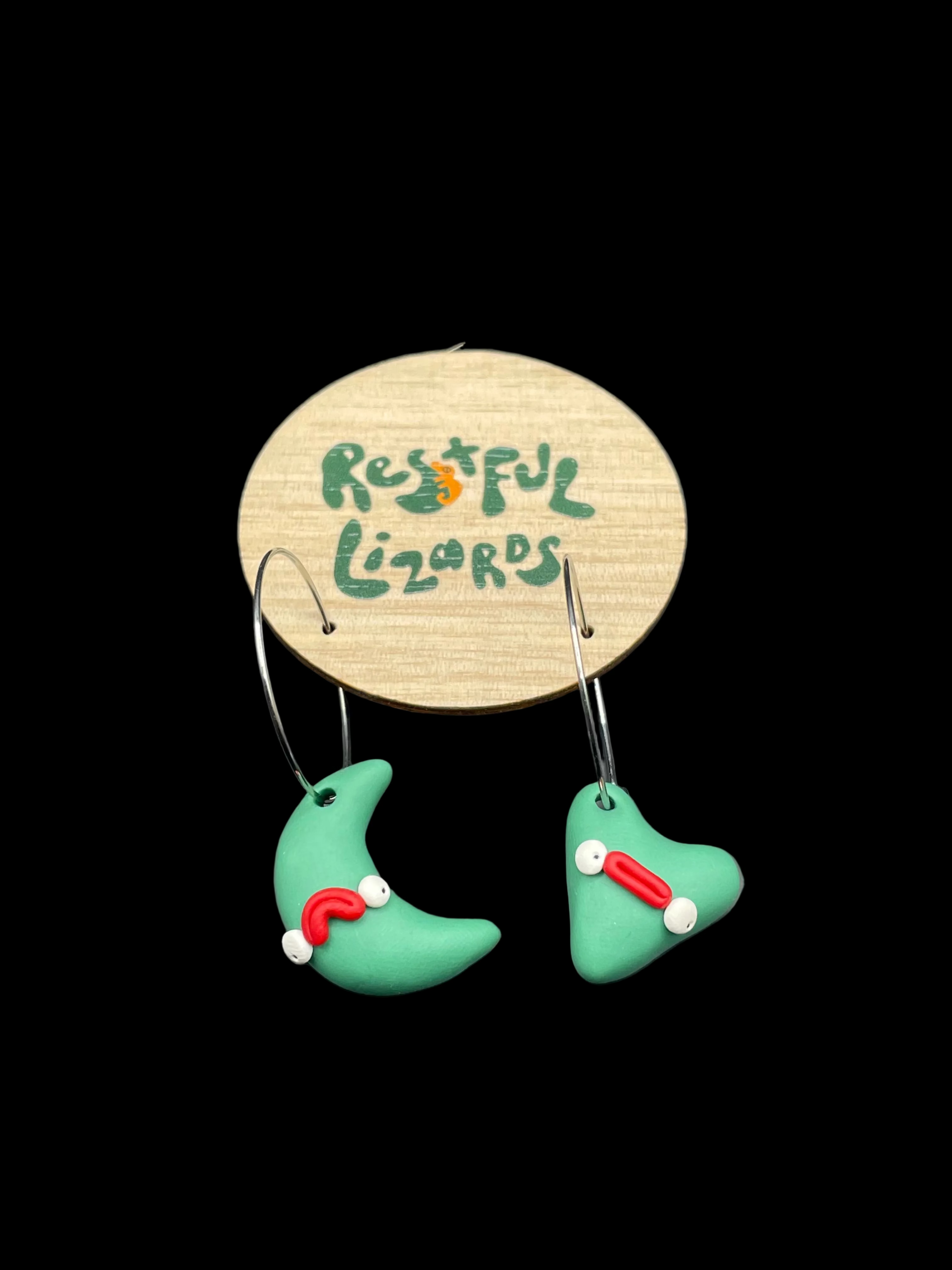 Polymer Clay Earrings - Moon