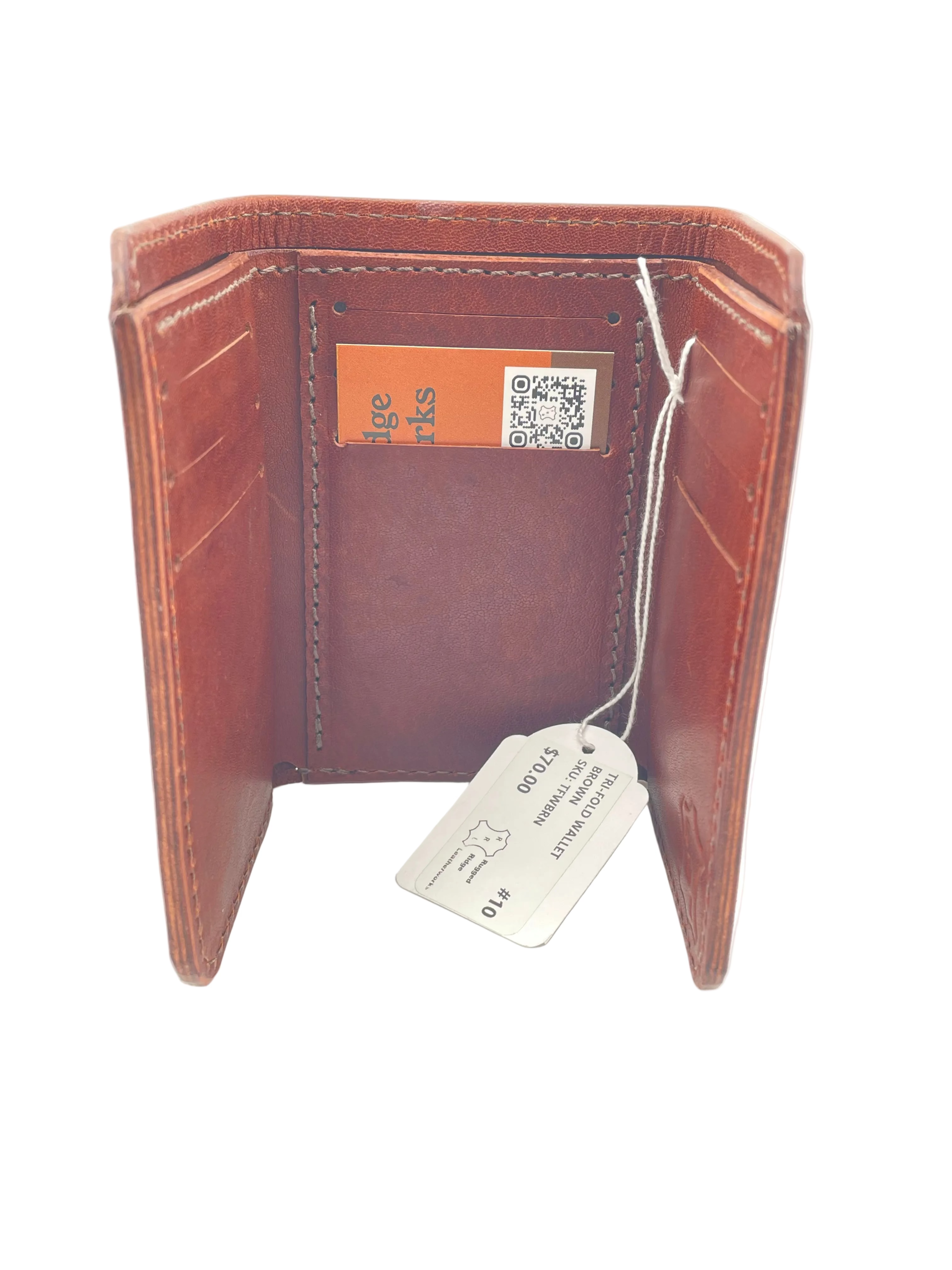 Leather Tri-Fold Wallet - Brown