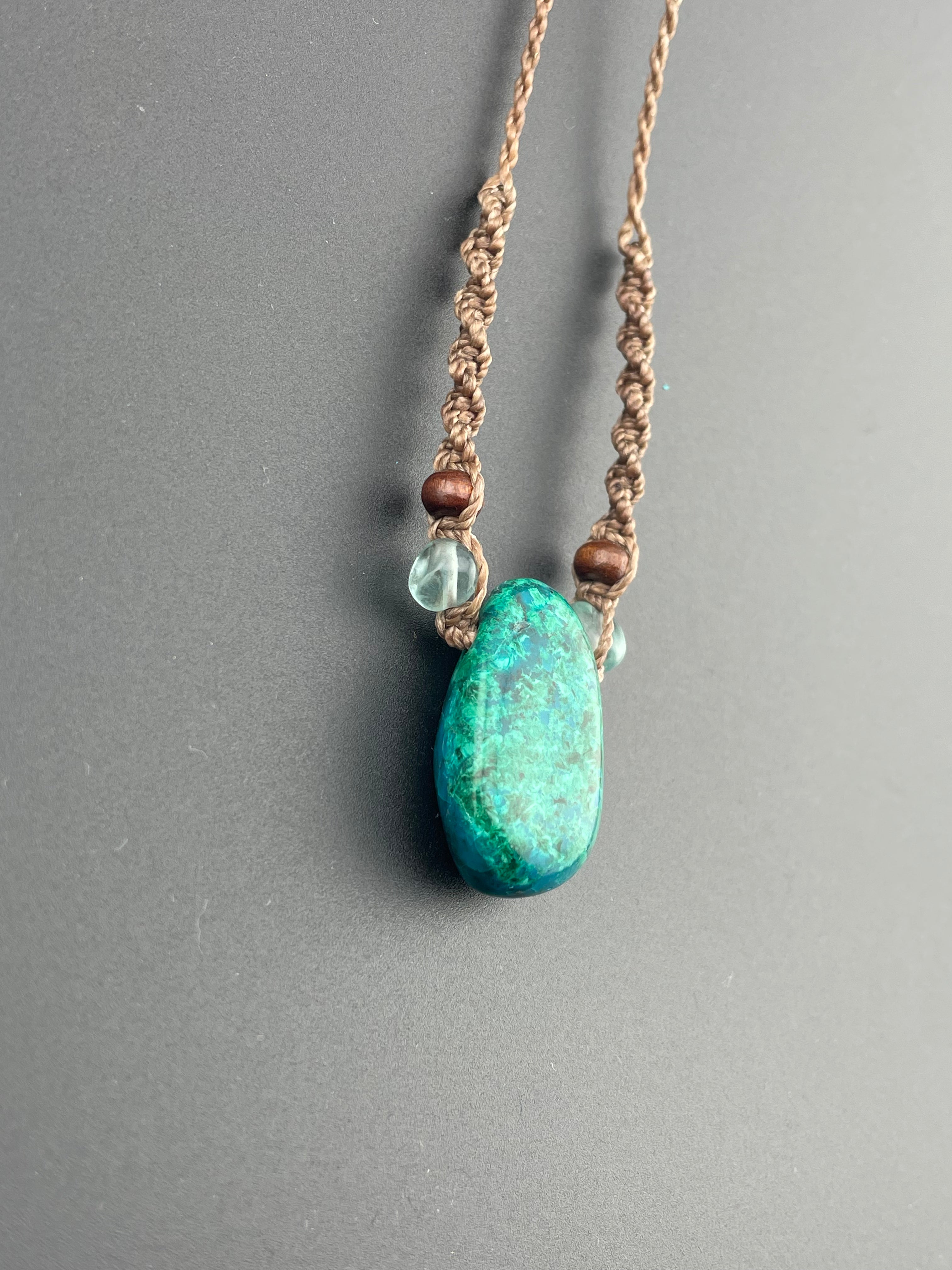 Macrame necklace - Chrysocolla