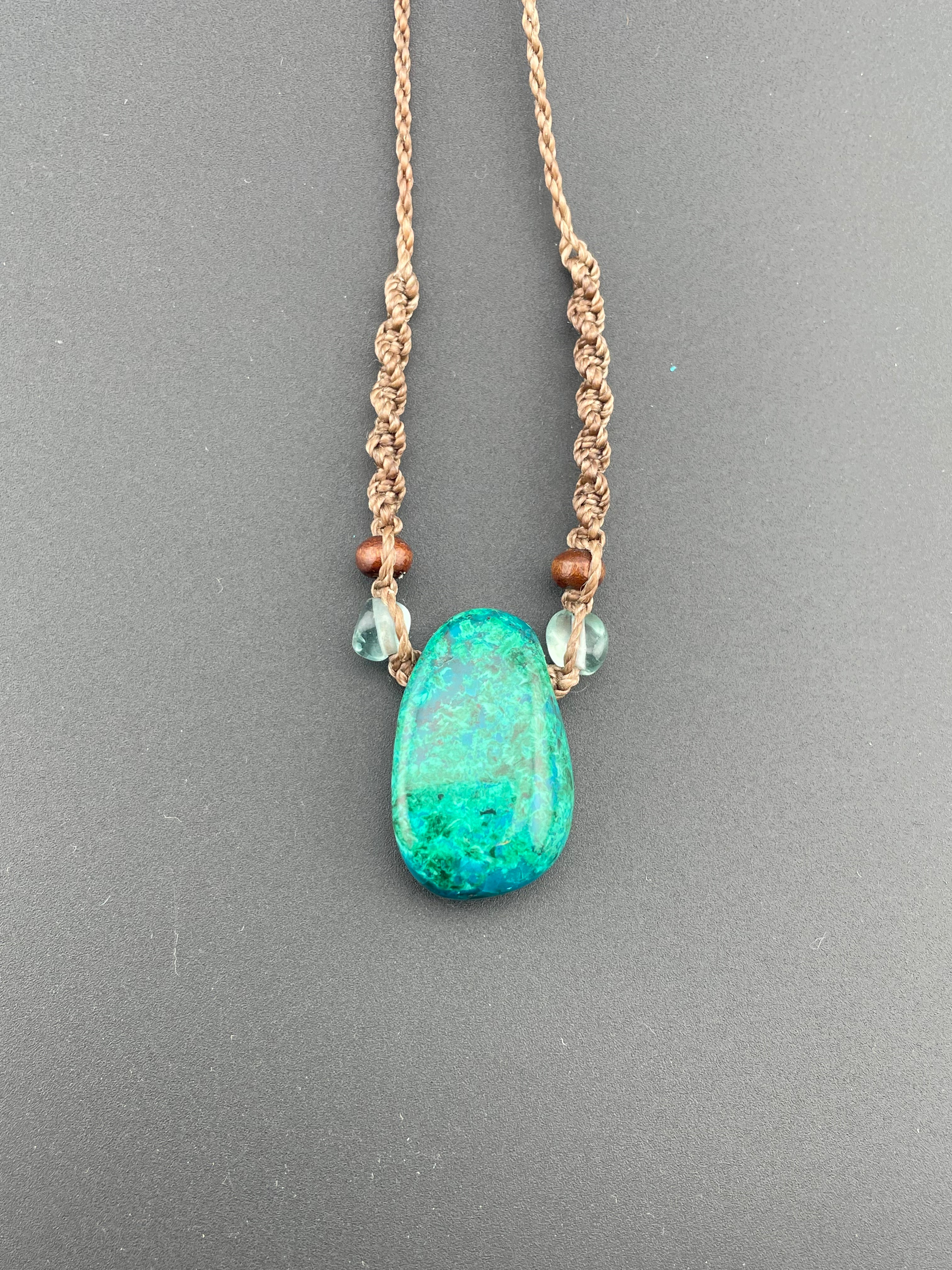 Macrame necklace - Chrysocolla