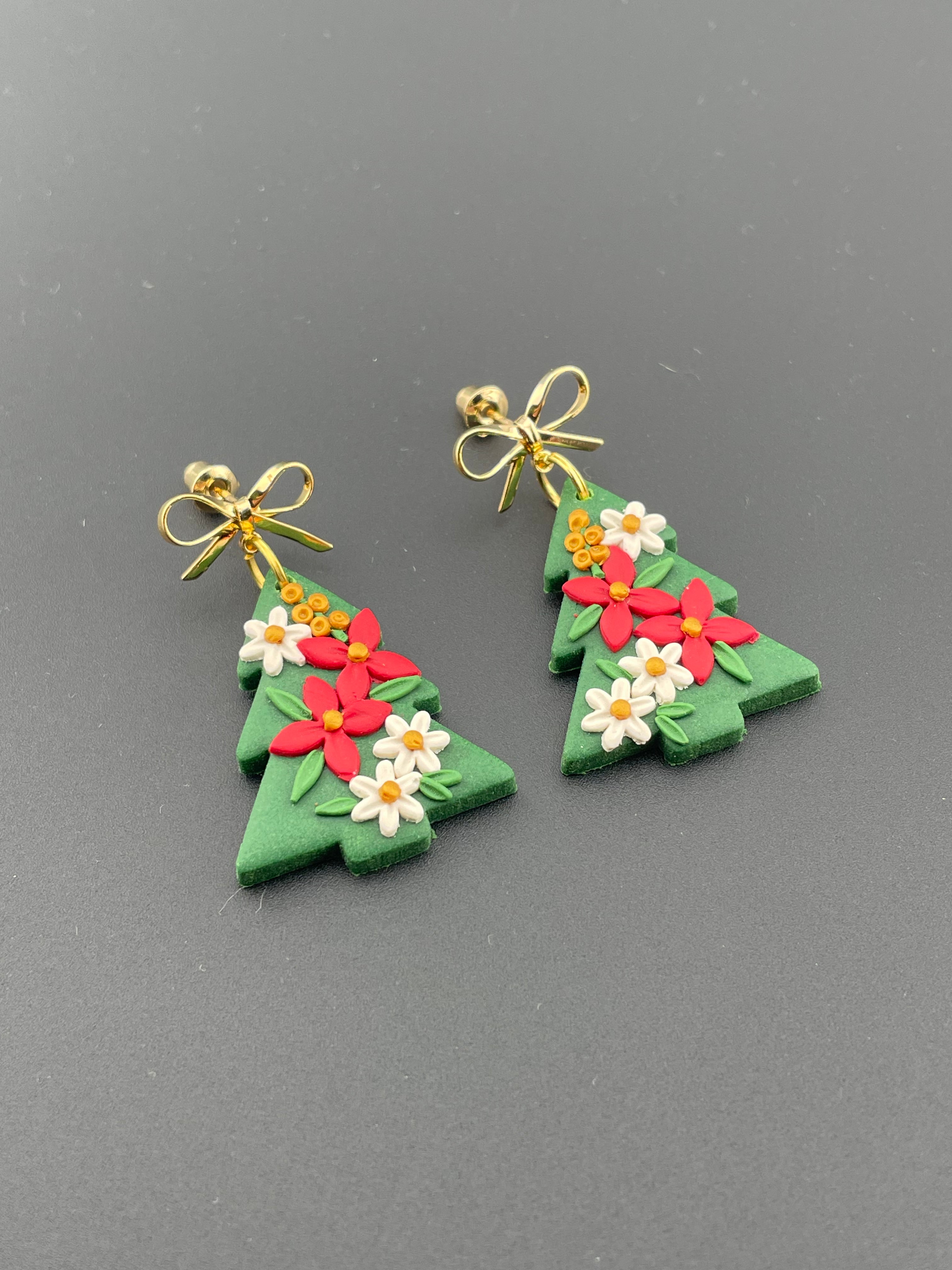 Polymer Clay earrings - Christmas Trees