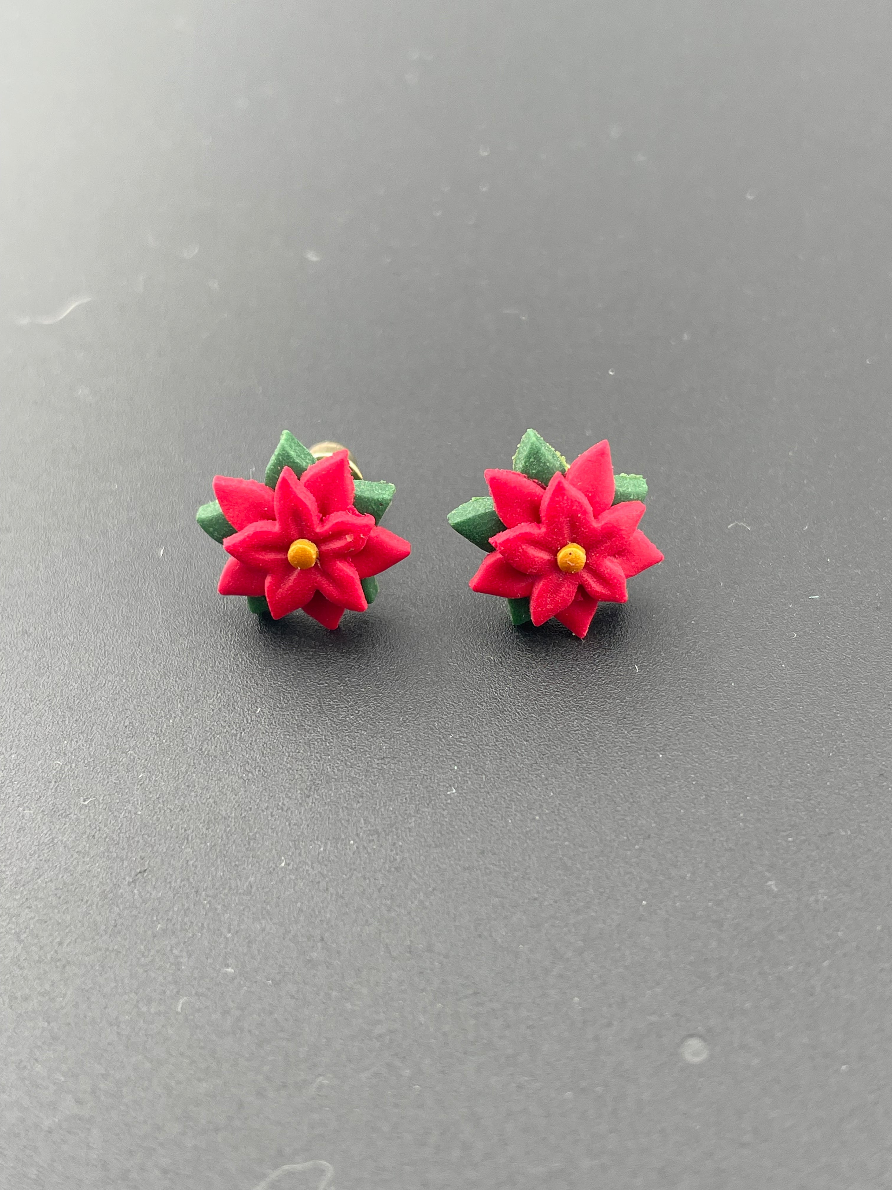Polymer Clay Earrings - Poinsettias