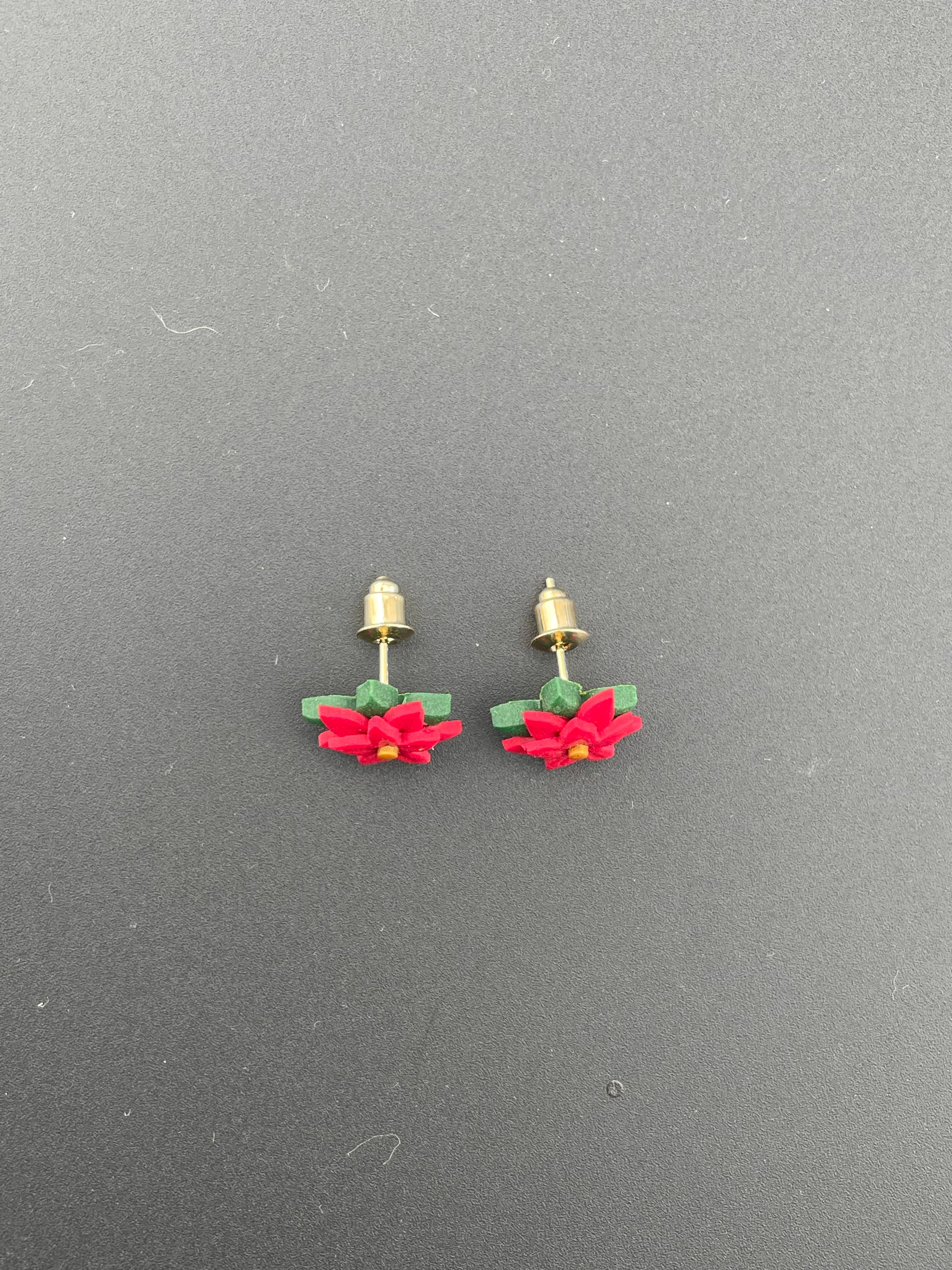 Polymer Clay Earrings - Poinsettias