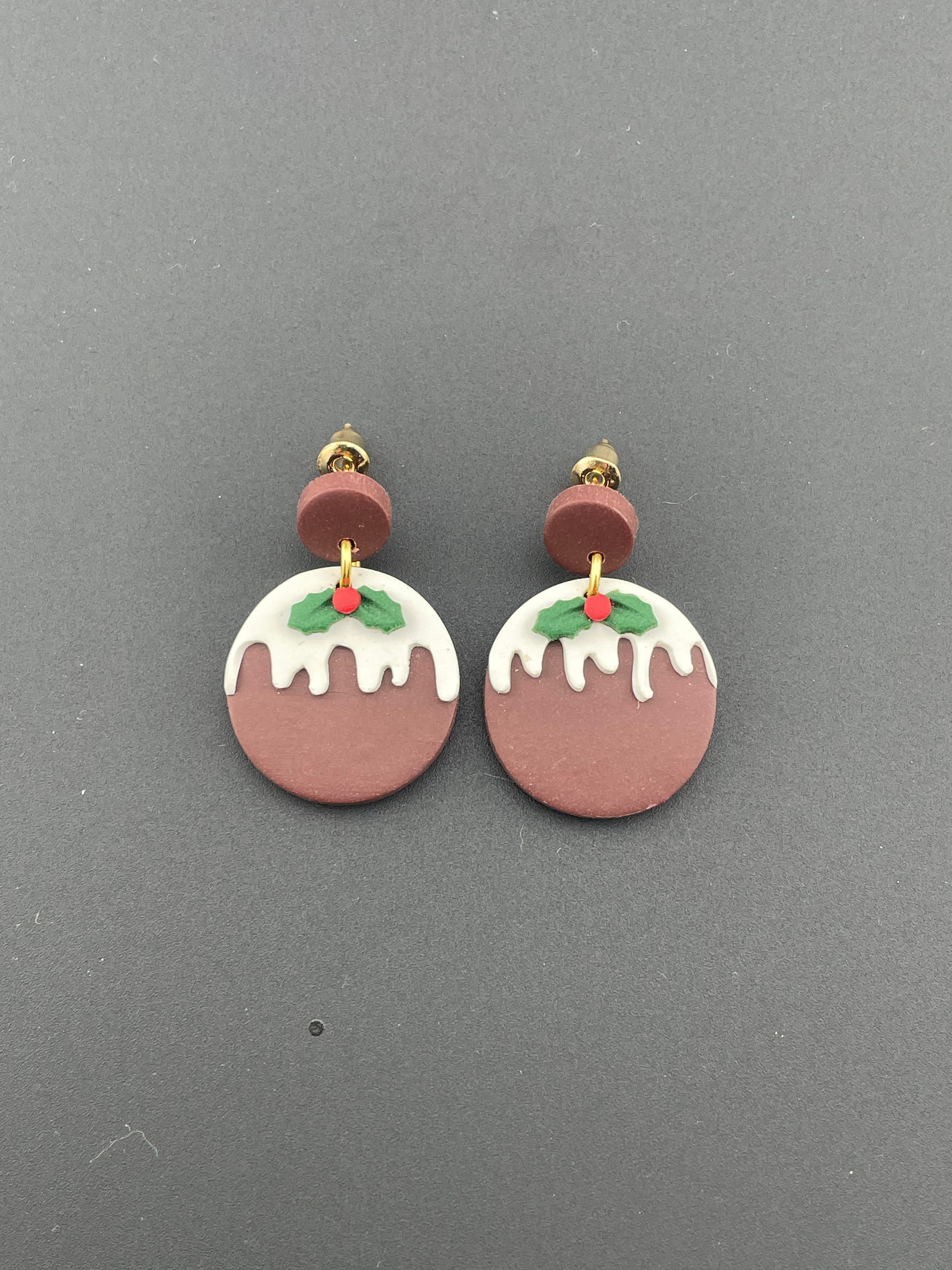 Polymer Clay earrings - Plum Puddings