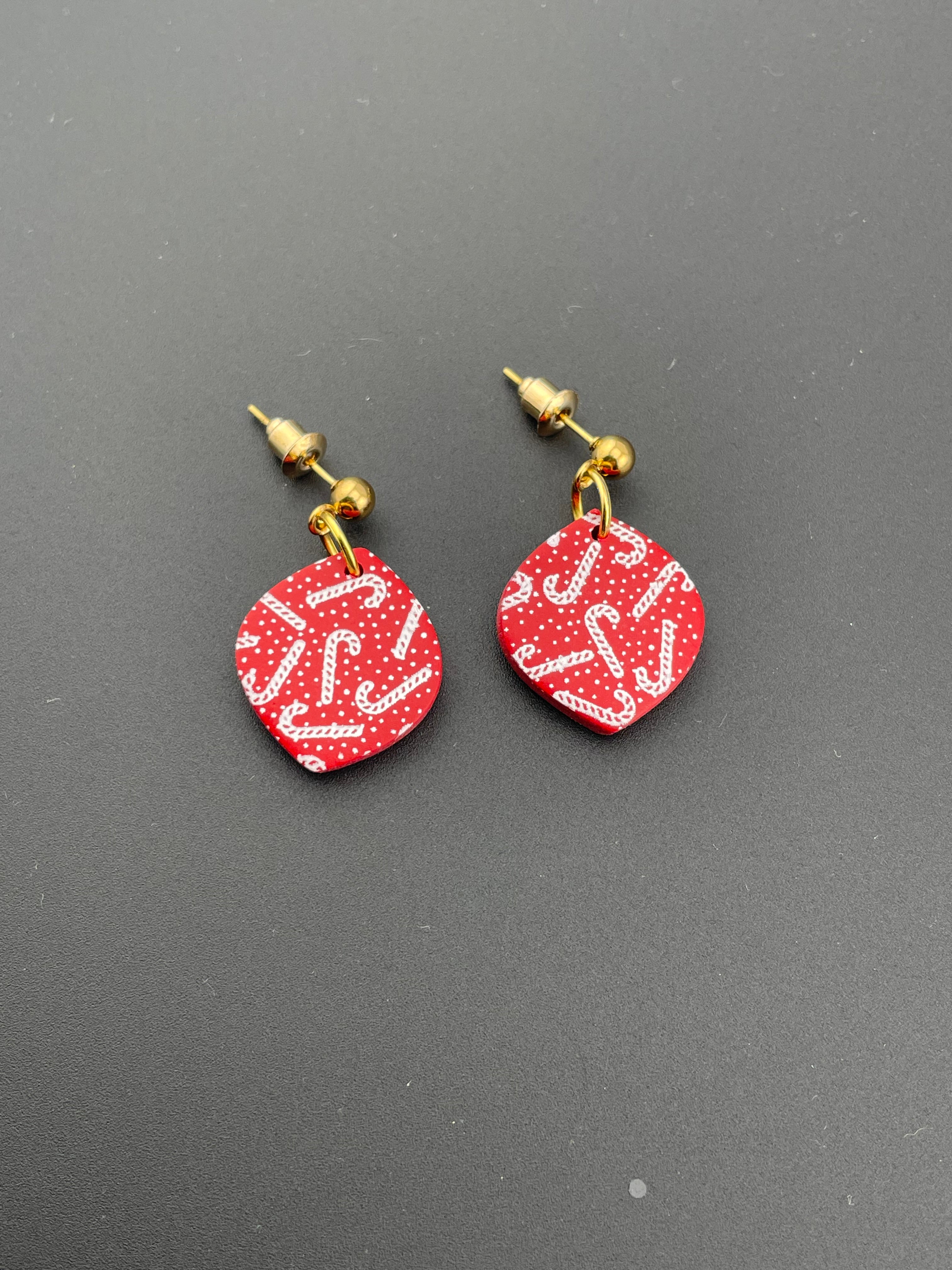 Polymer Clay earrings - Candy Canes