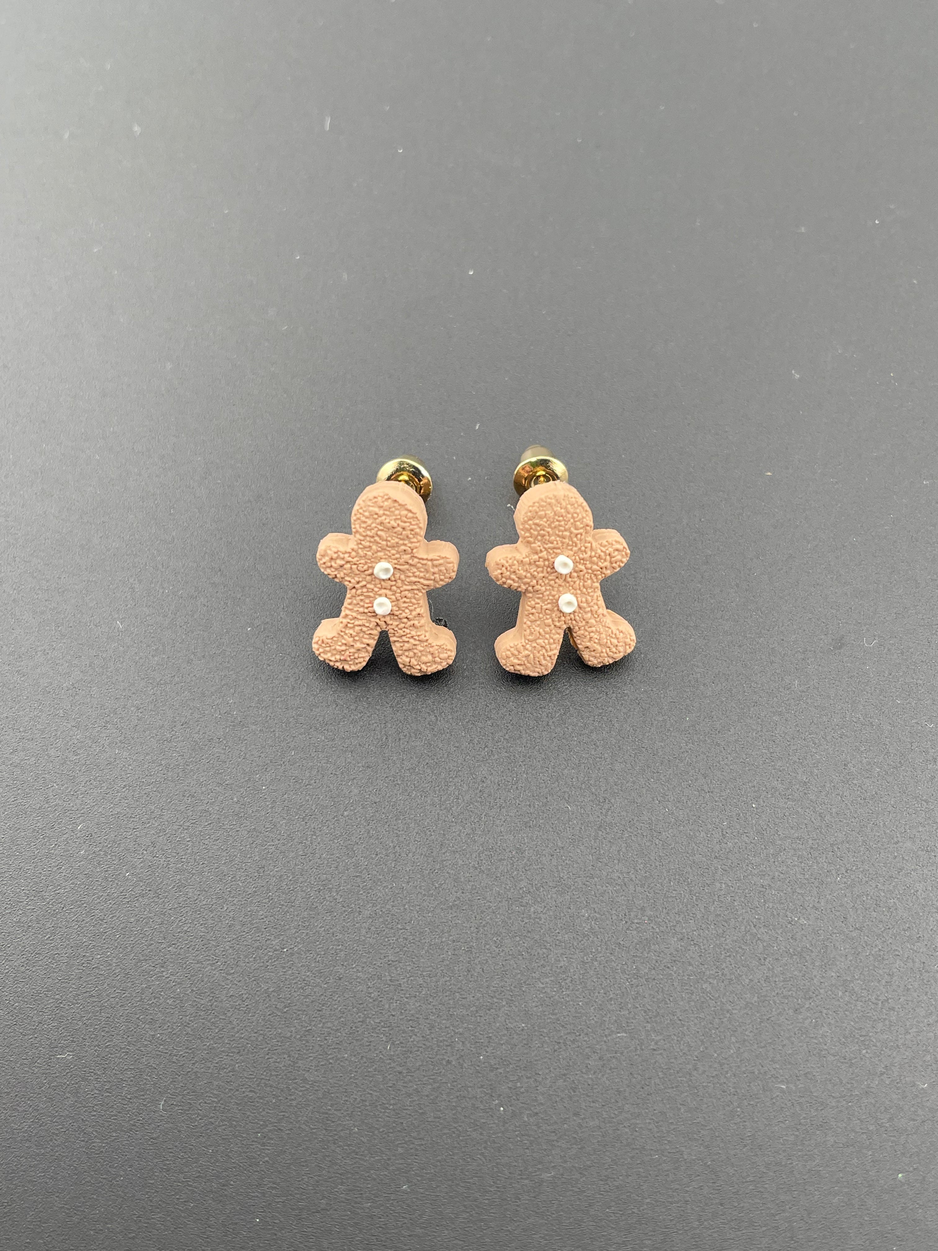 Polymer Clay earrings - Gingerbread studs