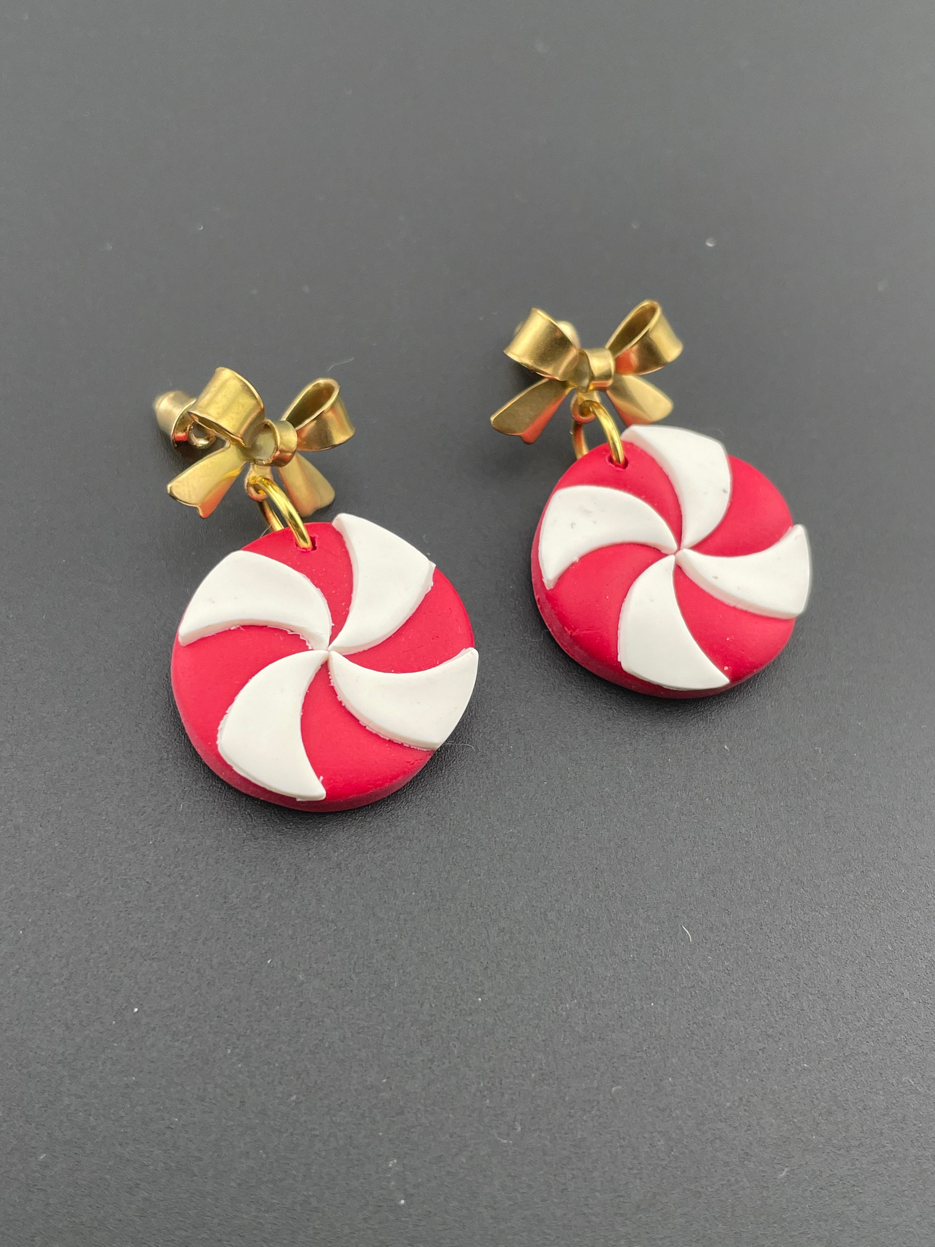 Polymer Clay earrings - Peppermint