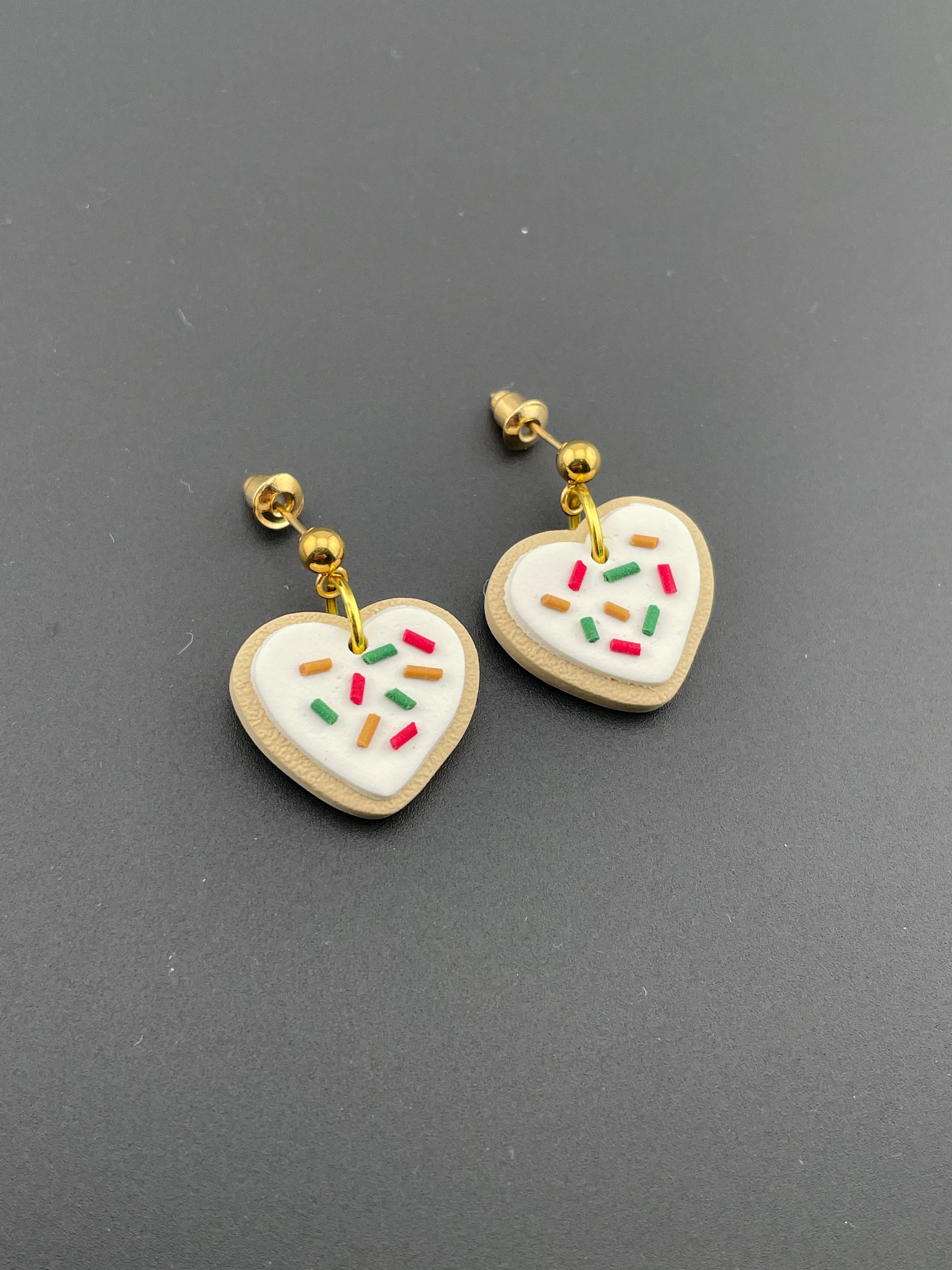 Polymer Clay earrings - Heart Cookies