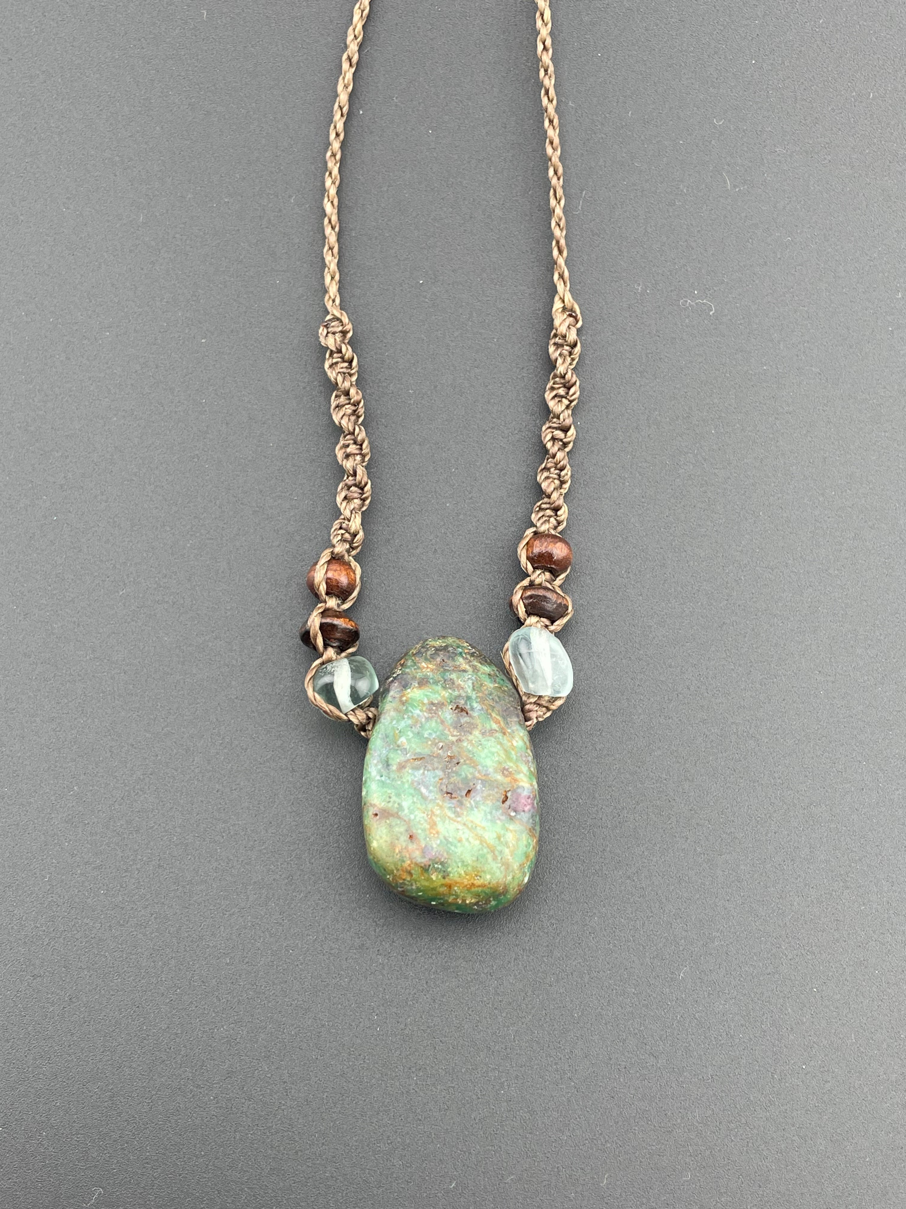 Macrame necklace - Ruby Fuchsite