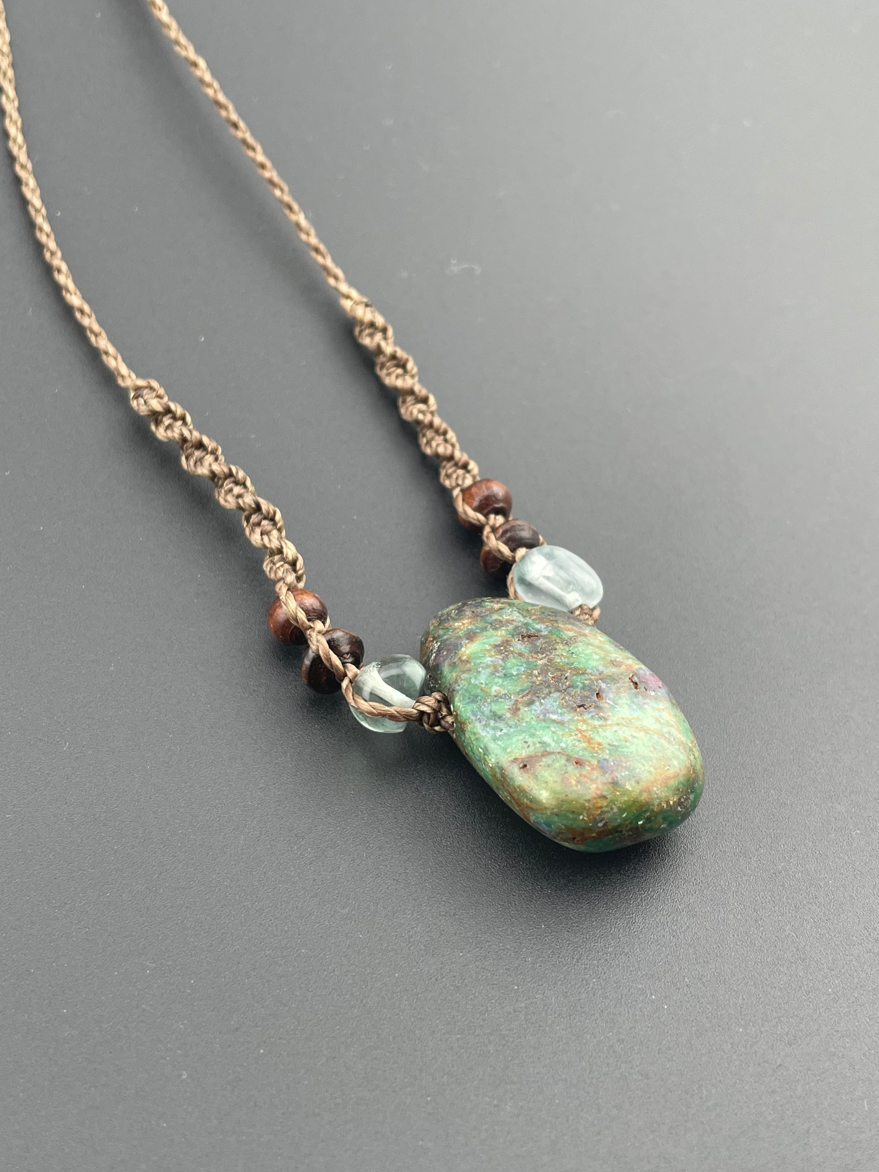 Macrame necklace - Ruby Fuchsite